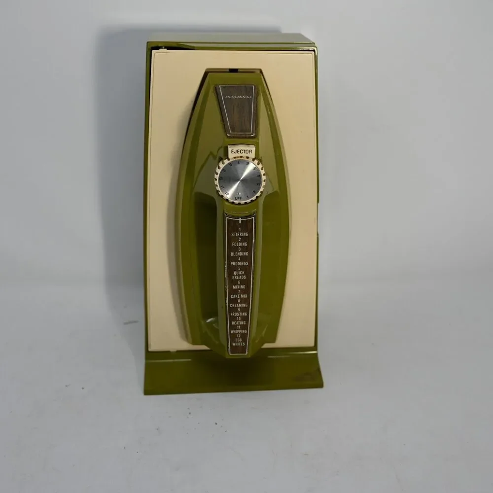 Vintage Sunbeam Mixmaster Hand Mixer Avocado Green Wall Mount Case Tested
